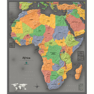 아프리카지도 블랙행정 코팅형 