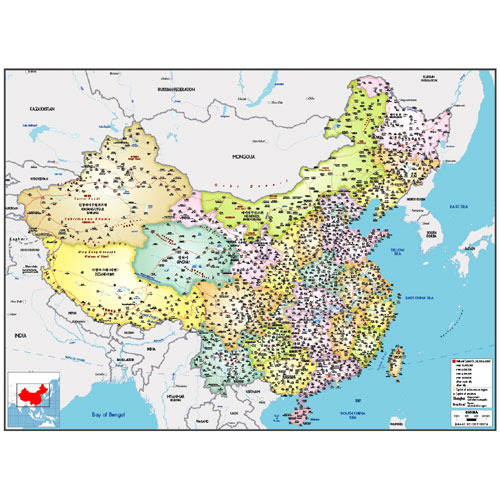 CHINA 중국지도 한영판(특대) - 코팅형 