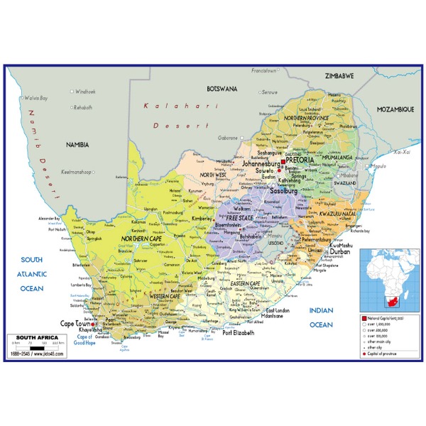 남아프리카공화국 지도 대size 코팅형 210cmx150cm 영문판